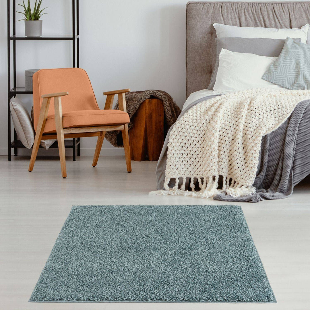 The Rugs Unisex Duck Egg Blue Plain Soft High Pile Shaggy Rugs & Runners Living Room | Size: 120Cm X 120Cm - Image 2