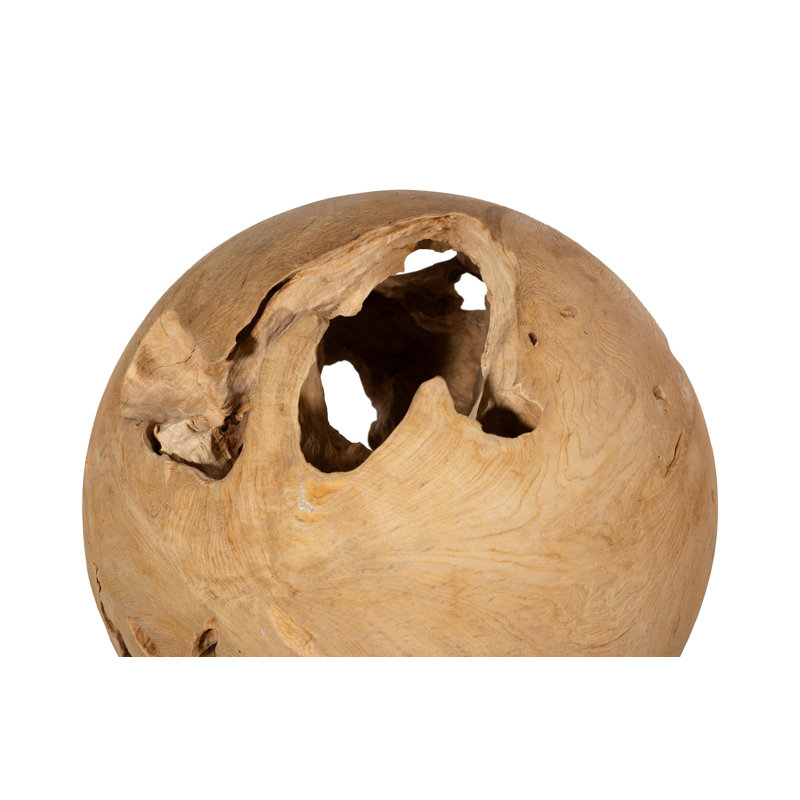 Teak Wood Ball Medium Sculpture