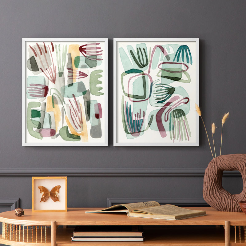 Sea Abstract I-Premium, reproduction encadrée - prête à être accrochée - aucun clou requis - aucun clou requis, Blanc
