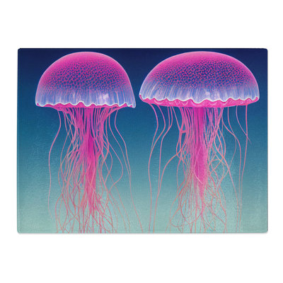 Jellyfish Art Vol.7  Glass Chopping Board
