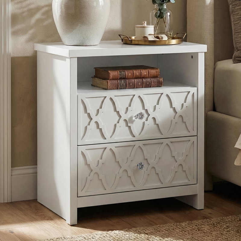 Chessani 26.8" 2 Drawer Nightstand, White, Individual