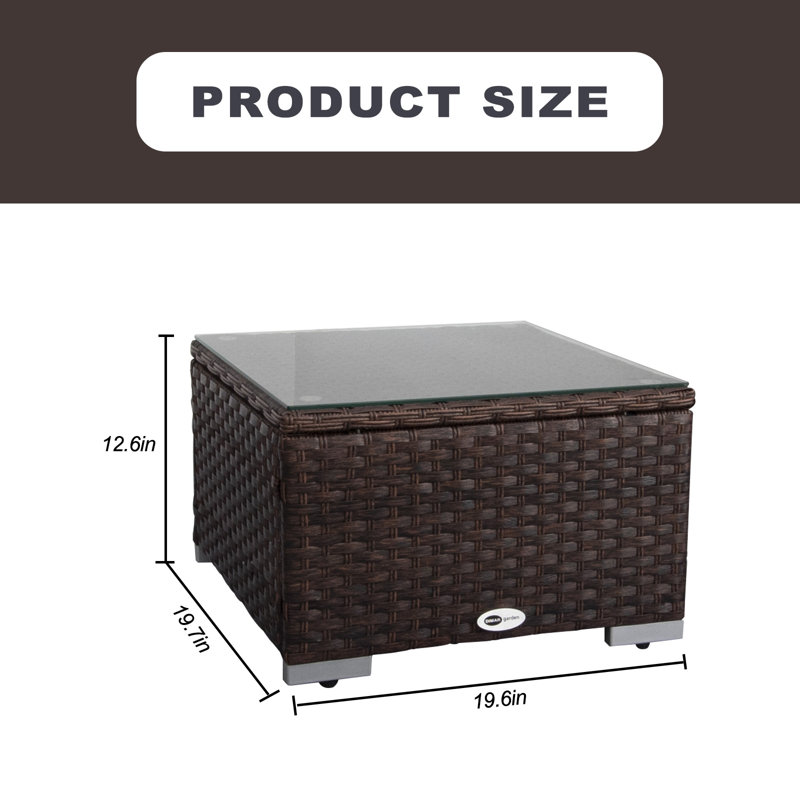 Table basse Forough, Brun, H 12,6 po x l 19,7 po x P 19,7 po