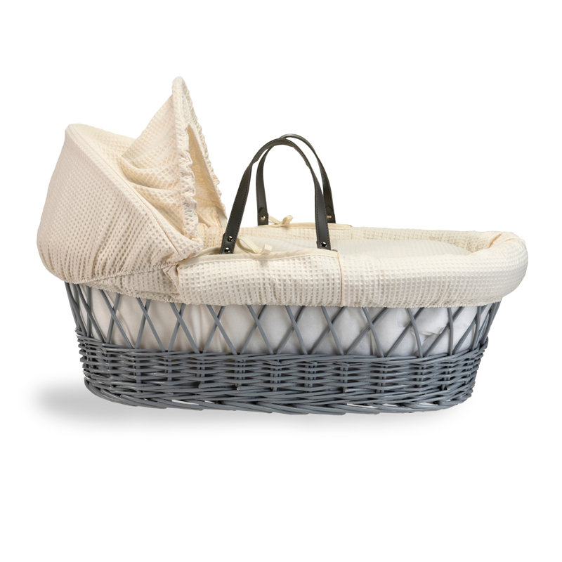 Waffle Wicker Moses Basket, Cream
