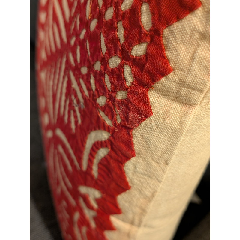 Embroidered Cotton Throw Pillow, Orange