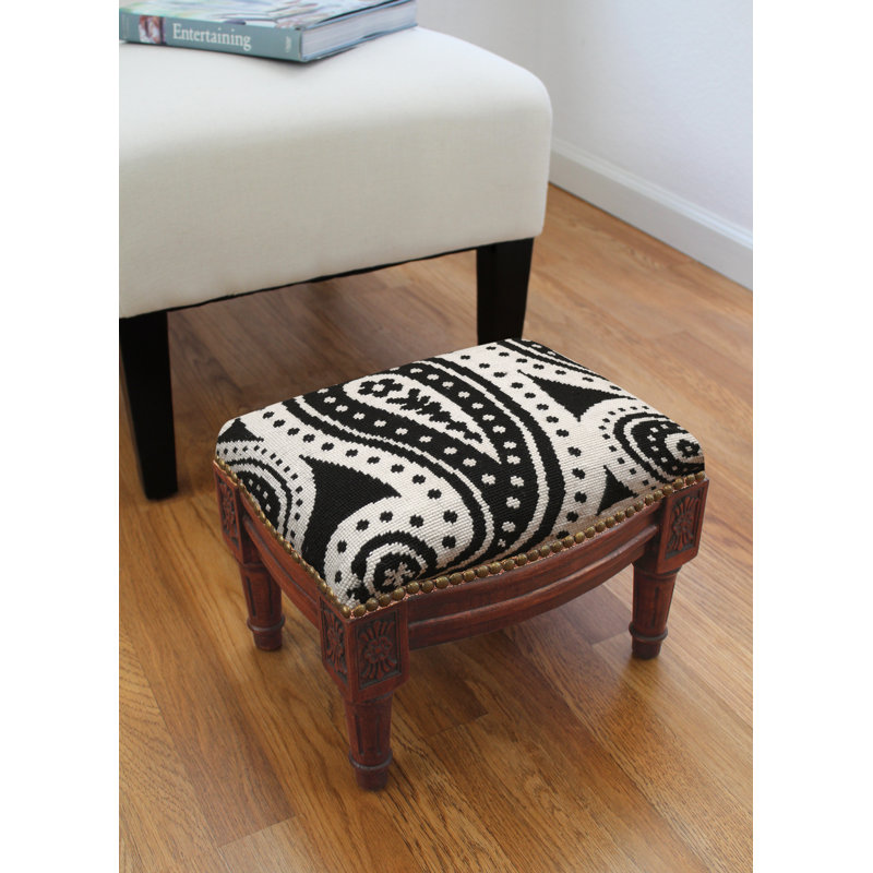Tabouret décoratif en laine motif cachemire chaussette noël, Noir, Brun