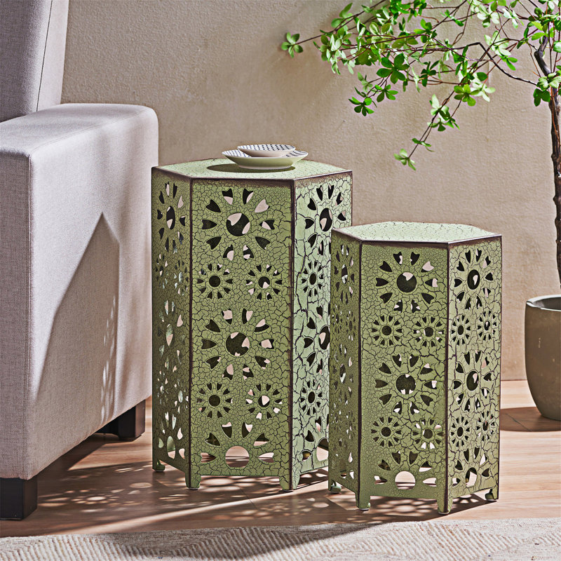 Ensemble de tables d'appoint d'extérieur, Vert