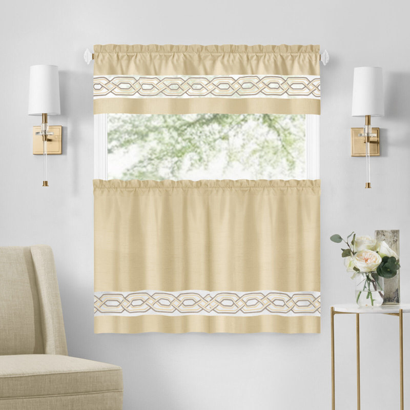 Elyus Tailored Kitchen Curtain, Light Brown, 36"W x 58"L