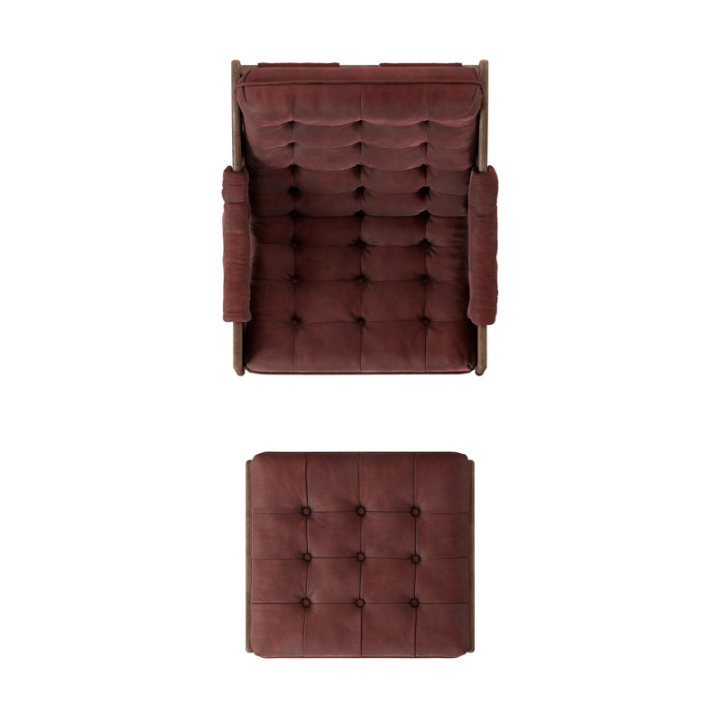 Halston Chair W/Ottoman-Nubuck Burgundy