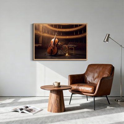 Cello French Horn and Snare Drum in Opera House Canvas Wall Art