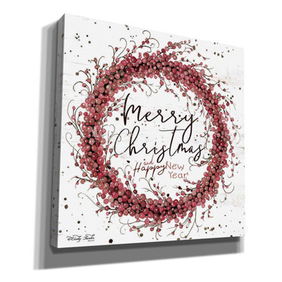«Merry Christmas Berry Wreath» par Cindy Jacobs, art mural sur toile