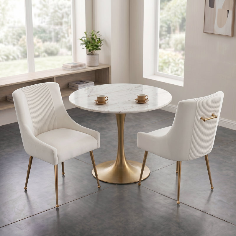 Elian 19.7'' H Velvet Upholstered Side Chair, Beige
