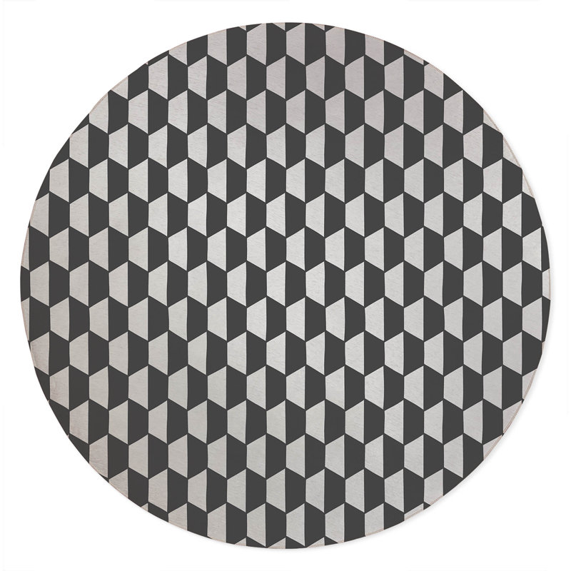 Hex Non-Slip Outdoor Rug, Round 5'