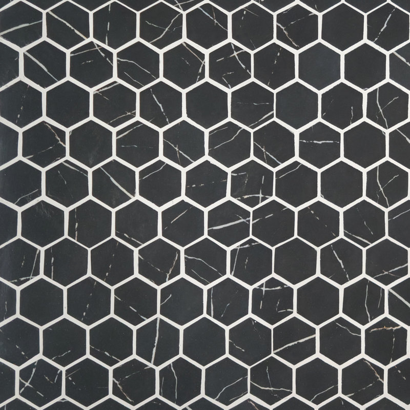 Carreau de mosaïque en verre 11,7 po x 10,2 po, Noir