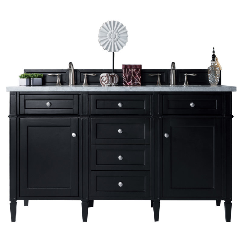 Brittany 60'' W Double Vanity, Eternal Jasmine Pearl, Black Onyx