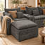Canapé d'angle modulaire en forme de U Consolara 143,8 po, canapé surdimensionné 6 places en chenille effet nuage avec console centrale de rangement, porte-gobelets, ports de chargement USB, poches latérales et 2 poufs amovibles-1728874270