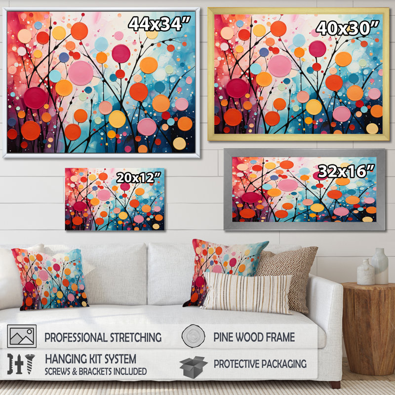 «Colorful Mid Century Abstract Fusion III», reproduction d'art sur toile, Cadre doré à une seule photo