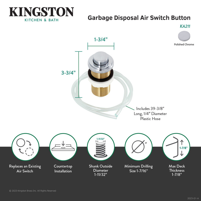 Kingston Brass Trimscape Garbage Disposal Air Switch Button
