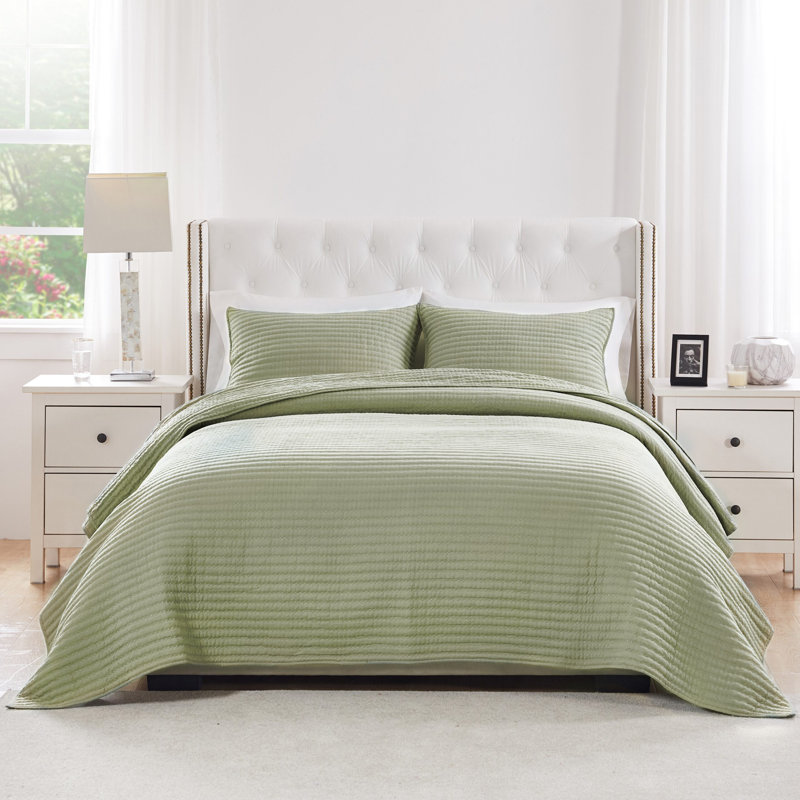 Greenland Home Fashions Vineyard Sage 3-Piece Queen Size Quilt Set 90x90 + 20x26 (2), Queen Quilt + 2 Standard Shams