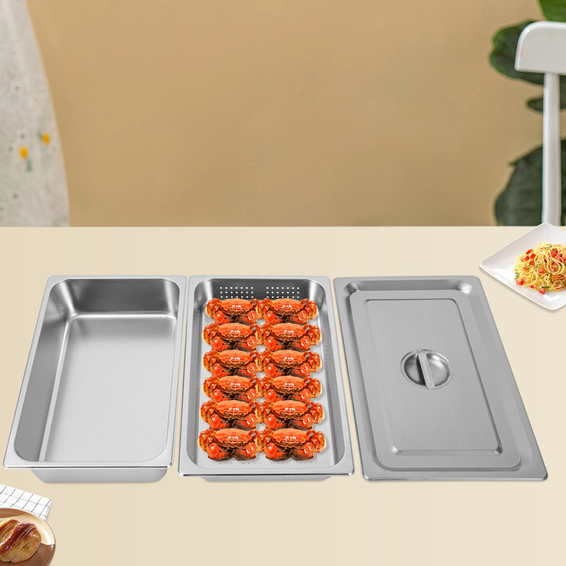 Ensemble de cuiseur à vapeur 3 pièces avec couvercle et casserole à vapeur perforée, cuiseur à vapeur en acier inoxydable pour la cuisine et la restauration