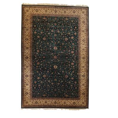 Tapis unique en laine noué à la main 12 pi 2 po x 18 pi 6 po Kashan Global