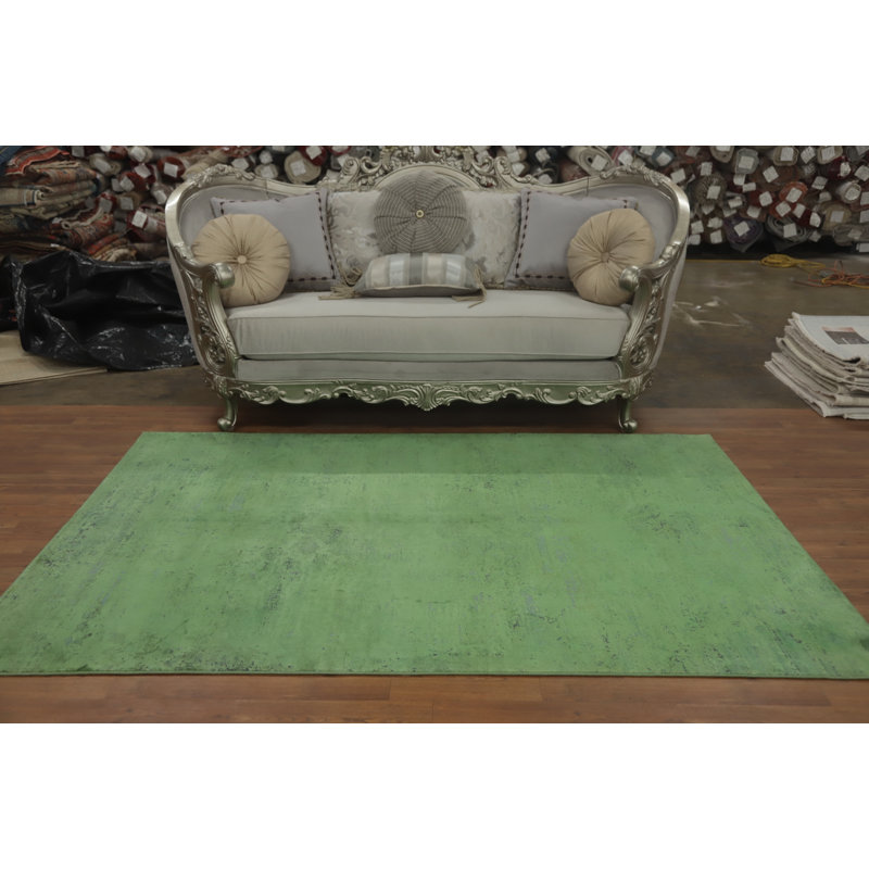 Tapis vert vibrant contemporain 5 x 7