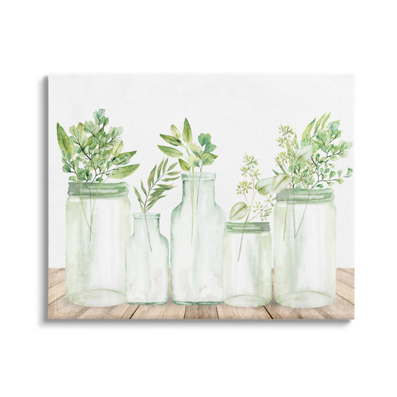 «Varied Herb Plant Arrangement», peinture sur toile, Toile tendue, H 16 po x l 20 po x P 1,5 po