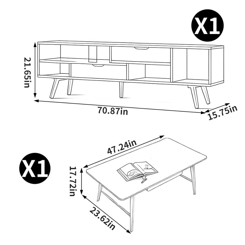 Practical coffee table paired with TV stand