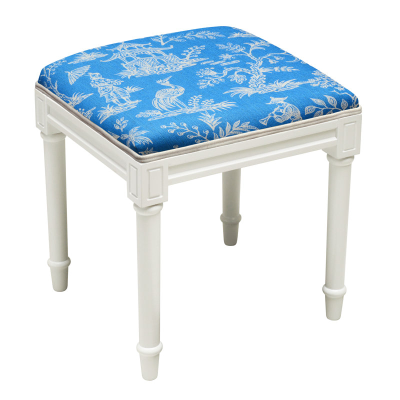 Tabouret de coiffeuse en bois massif Vansickle, Bleu