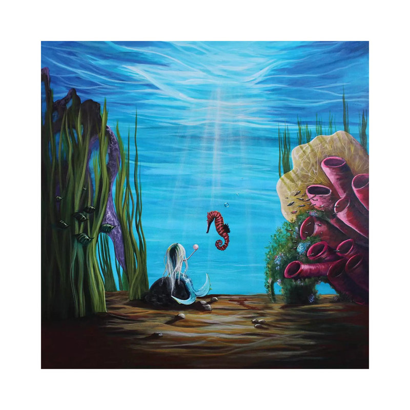 Enchantment Under the Sea 1 Piece Painting on Canvas, 45.72 cm H x 45.72 cm W x 1.91 cm D, Wrapped Canvas