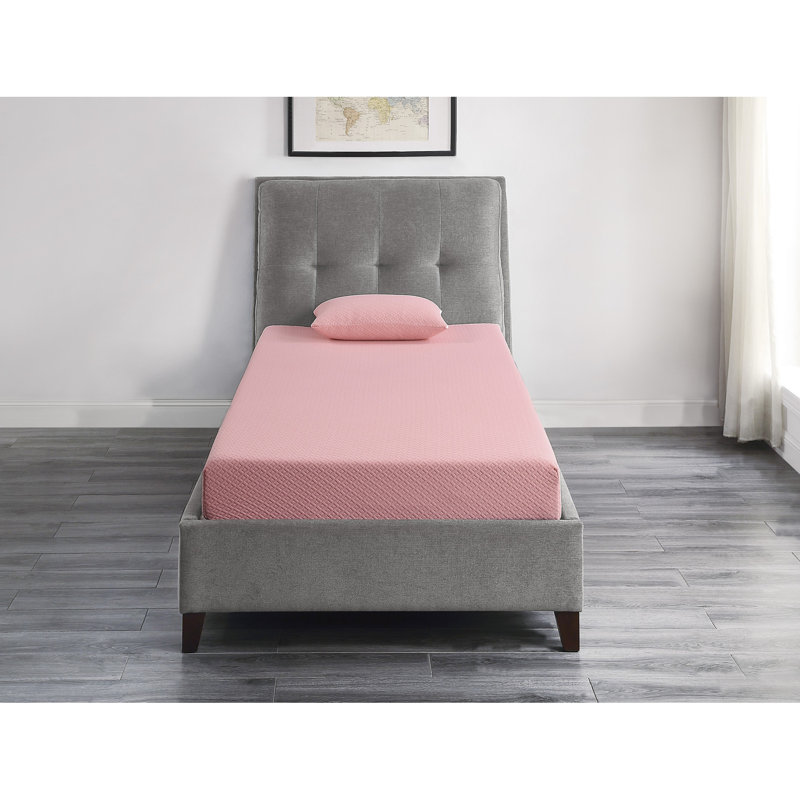 Matelas double et coussin en mousse viscoélastique imprégnée de gel et de charbon rose