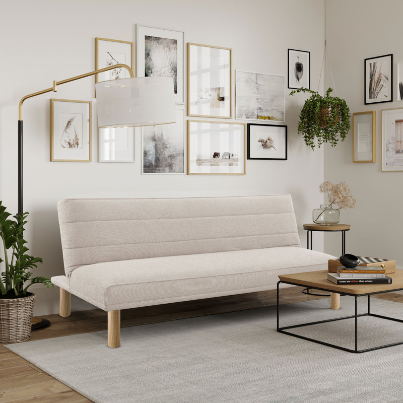 Serta Calabasas Twin Size Convertible Sofa, Khaki Boucle