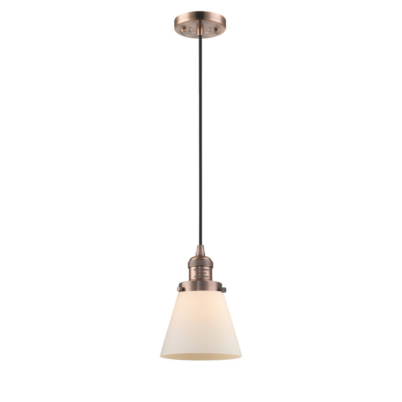 Hanlon 1 - Light Single Pendant, Matte White Cased, 3.5 Watt Vintage LED Bulb, Antique Brass