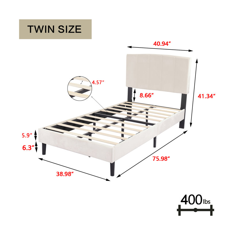 Lit tapissier standard, Beige, Simple