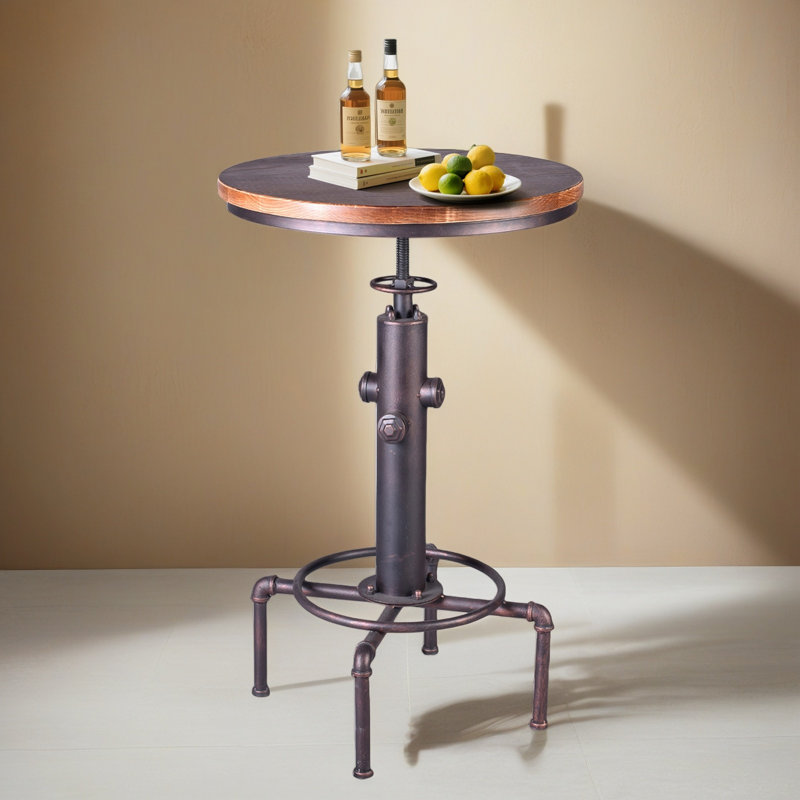 Table bistro industrielle 32,28 à 36,22 po, Brun / cuivre antique