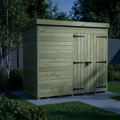 Total Sheds 8ft x 4ft Pent Garden Shed - Double Door - No Windows - Pressure Treated Timber - UK Manufactured