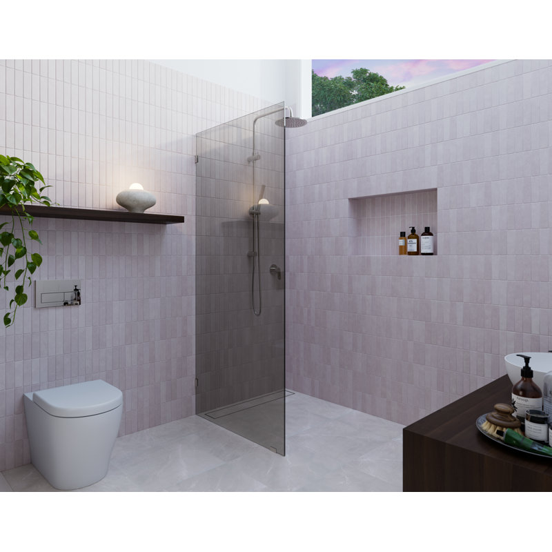 Ursa 30 in. x 78 in. Fully Frameless Gray Tinted Single Fixed Shower Panel, Polished Nickel