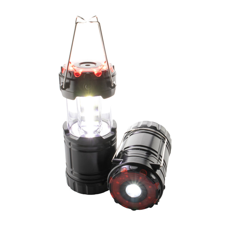 Lanterne de camping pliable avec lampe torche COB DEL - base magnétique, lampe de poche, SOS ROUGE et lumière de secours, poignée et crochet de suspension