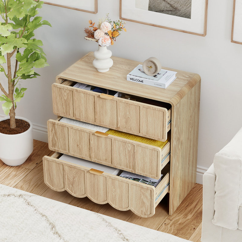 Commode d'appoint avec 3 tiroirs, Naturel