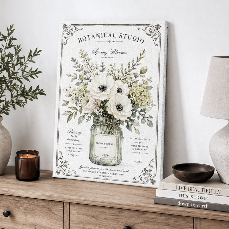 «Botanical Studio Spring Flower Market», art de cuisine, impression sur toile encadrée, 36" H x 24" W x 1.5" D