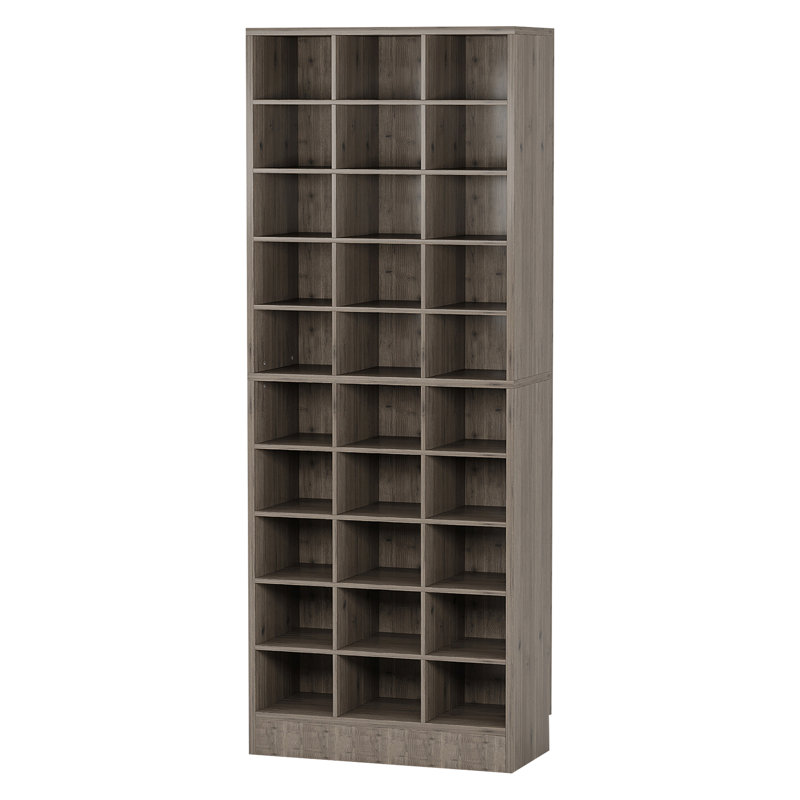 Armoire à chaussures 25,6 pouces à 25 niveaux en bois gris, Gris