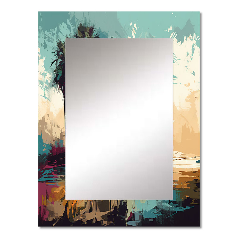 Blue Coastal Bohemia II - miroir décoratif de plage, miroir mural bleu, impression d'art en métal, 32 po x 24 po