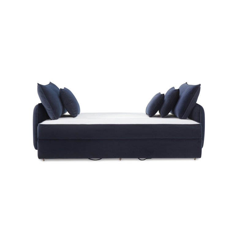 Canapé-lit modulaire en velours bleu Irina avec compartiments de rangement et 3 coussins décoratifs - Grand lit pour le salon et la chambre d'amis