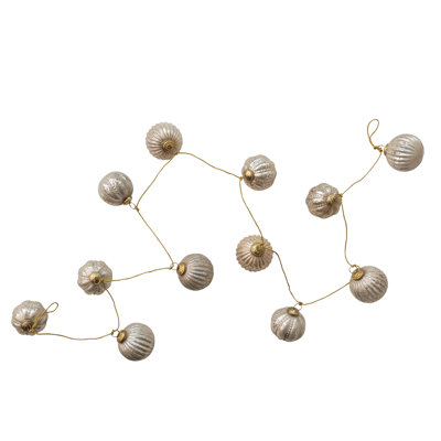 Champagne Mercury Glass Ornament Garland with Iron Accents