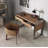 Stylish Modern Desk with Saddle Leather Top and 2 Drawers-323944373