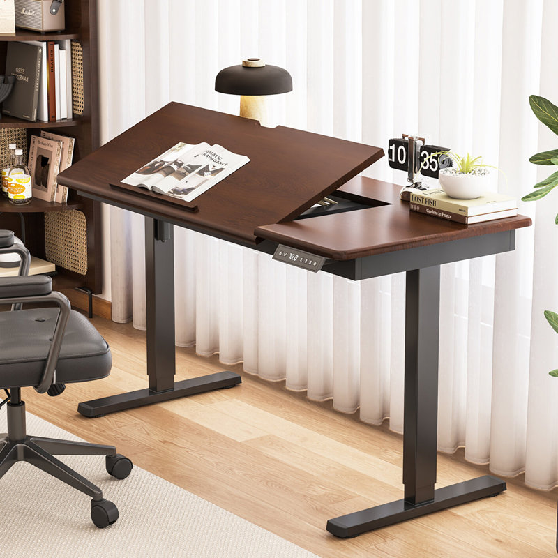 Bureau rectangulaire en bois massif noyer, 29.53"H×62.99"L×25.59"W