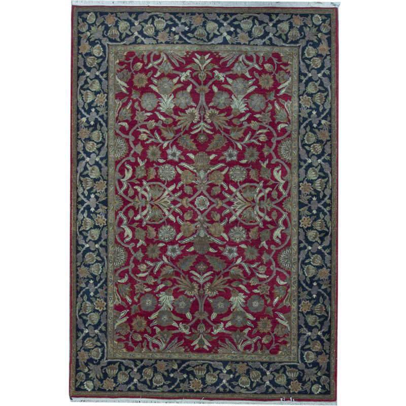 Suruchi Wool Oriental Area Rug in Red/Black, Rectangle 8'1" x 9'10"