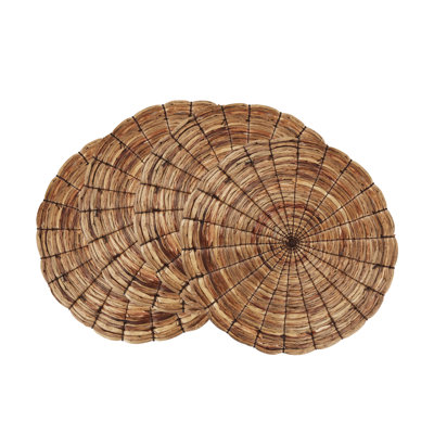 Woven Water Hyacinth Round Placemats (Set of 4) – Natural Textured Table Placemats for Dining, Kitchen & Entertaining, 15"