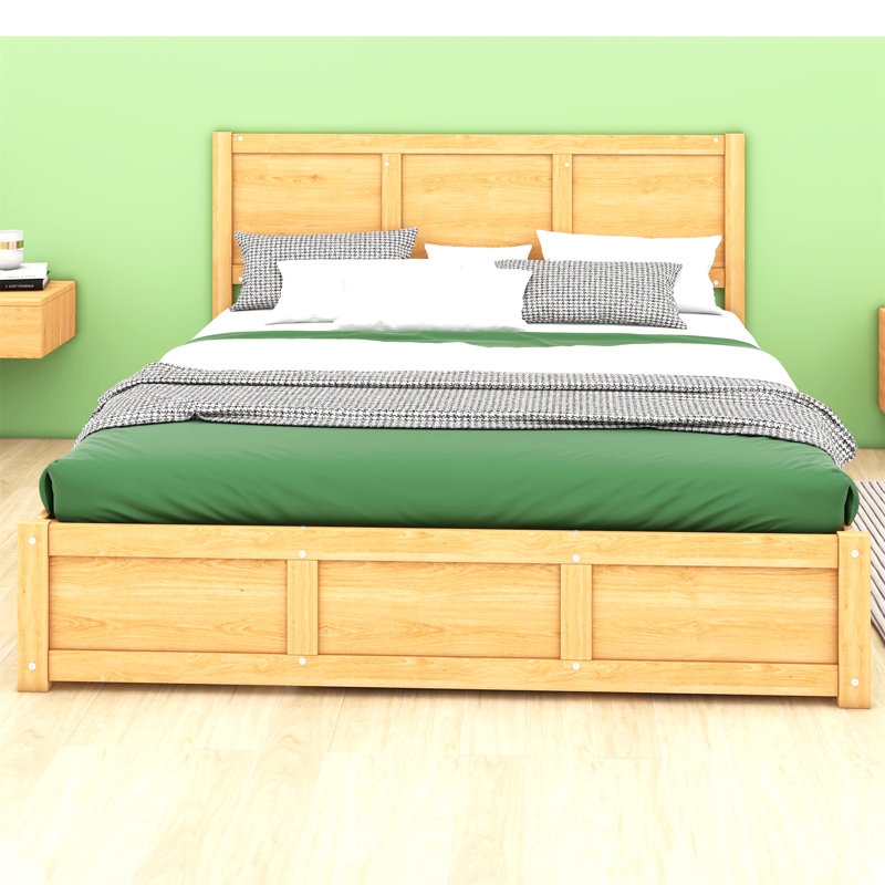 Lit plateforme en bois avec rangement et tiroirs Shanque, Grand