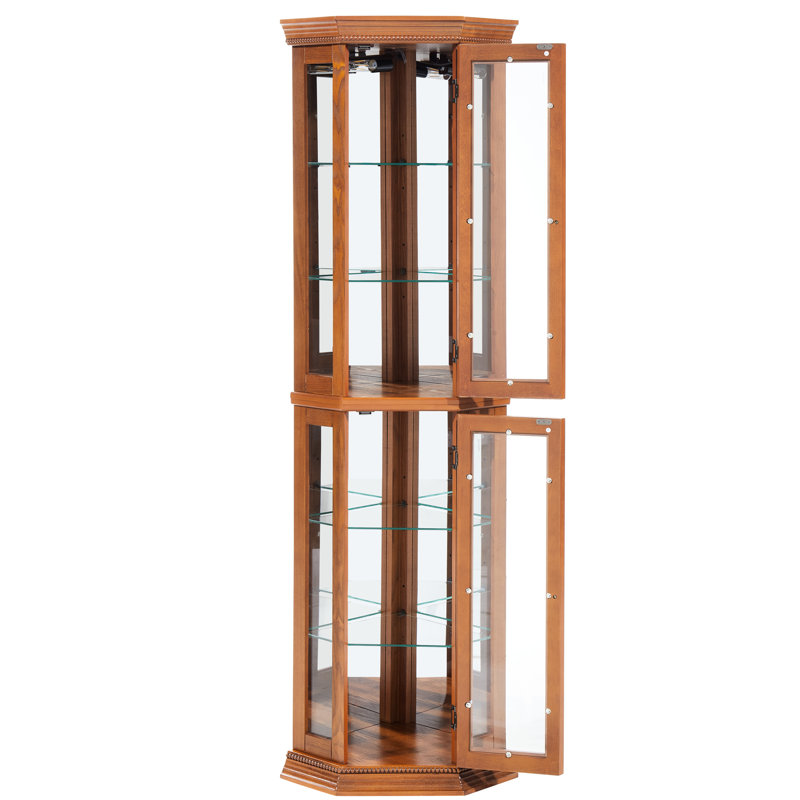 Armoire de coin pratique en chêne avec porte en verre et option de rangement