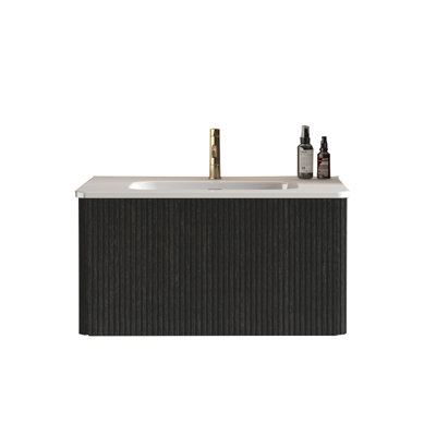 29.90" Striped Floating Bathroom Vanity With Sink